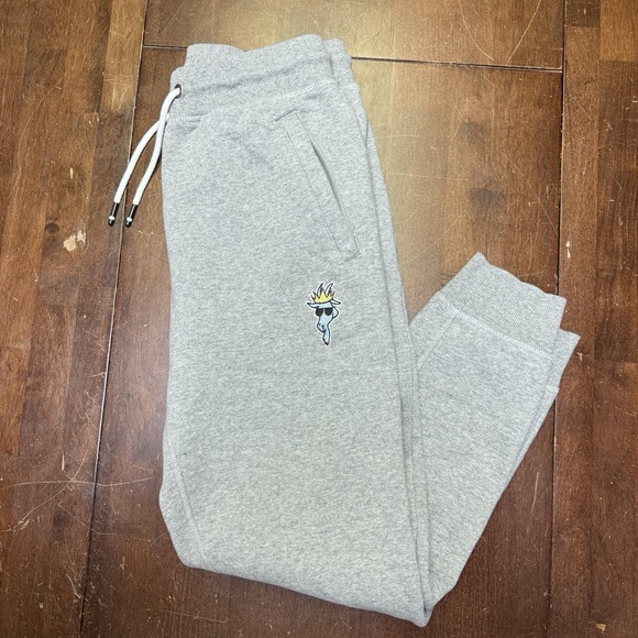 GOAT USA Sweatpants Mens Small Gray Jogger Pants Crown Goat Logo Fleece Sweats - Picture 2 of 9